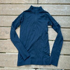 LULULELON 1/4 ZIP LONG SLEEVES EMBOSSED ORINT MOCK NECK SIZE 2 4 G11